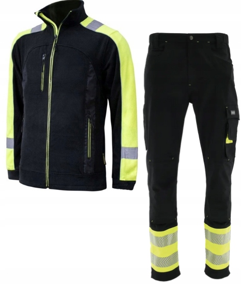 Elastické Pracovní oblečení Bozp Komplet Kalhoty fleece Reflexní 62