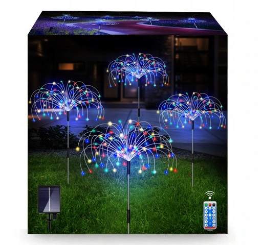 4x KOLOROWA LAMPA SOLARNA OGRODOWA 120 LED DMUCHAWIEC SOLAR LAMPKI SOLARNE