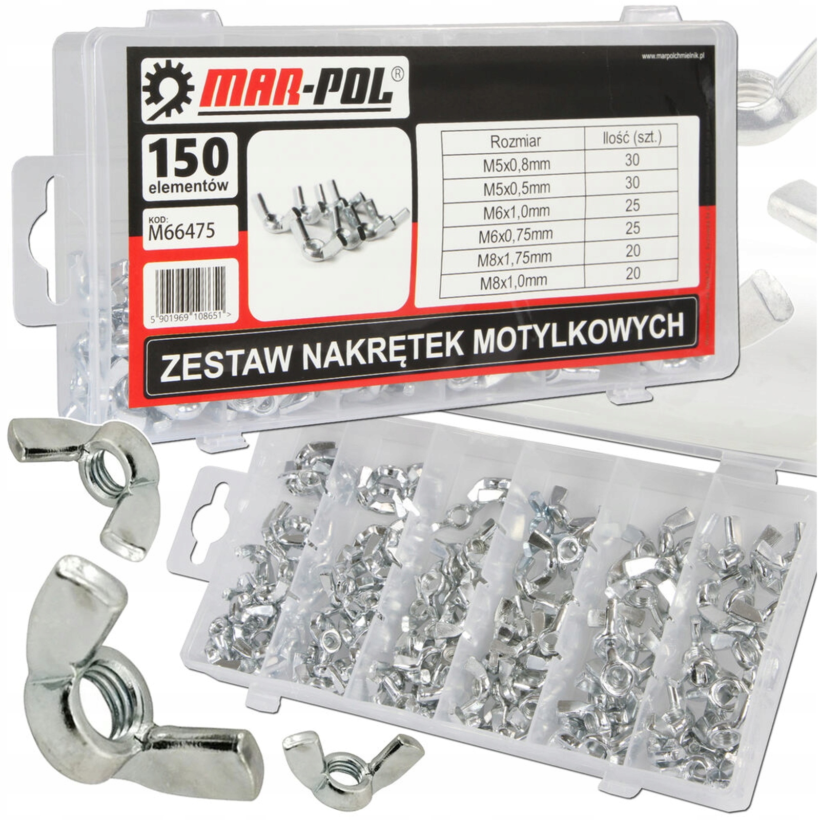 Nakrętki Motylkowe Zestaw Nakrętek Motylkowych 150SZT