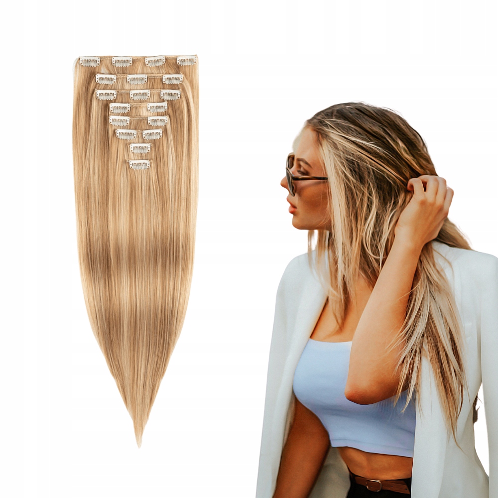 Syntetické vlasy Clip In 47 cm 8 pásků #14/88 blond Real Soft připínáčky