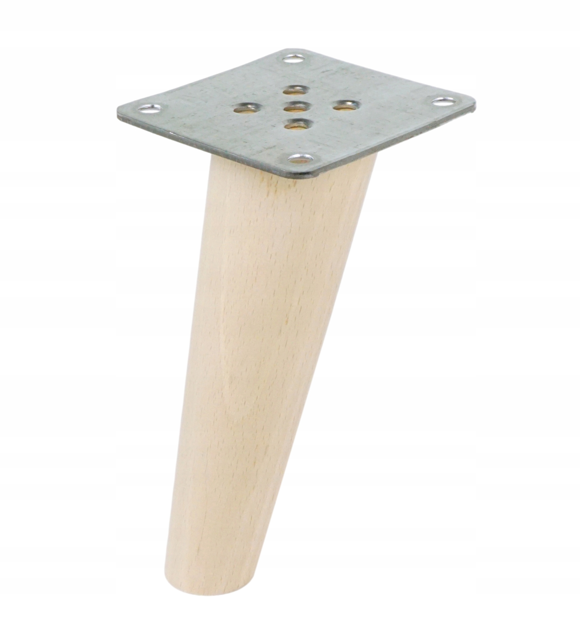 

1x noga drewniana buk skośna 13cm blachy montażowe