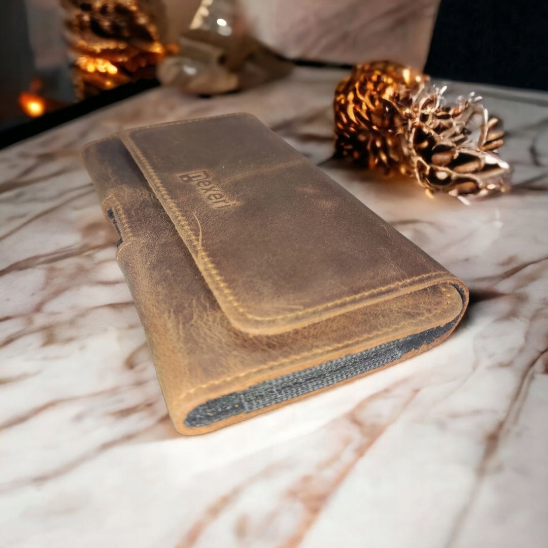 SKÓRZANA KABURA DO PASKA ETUI NA TELEFON DO 6,9 Kolor brązowy