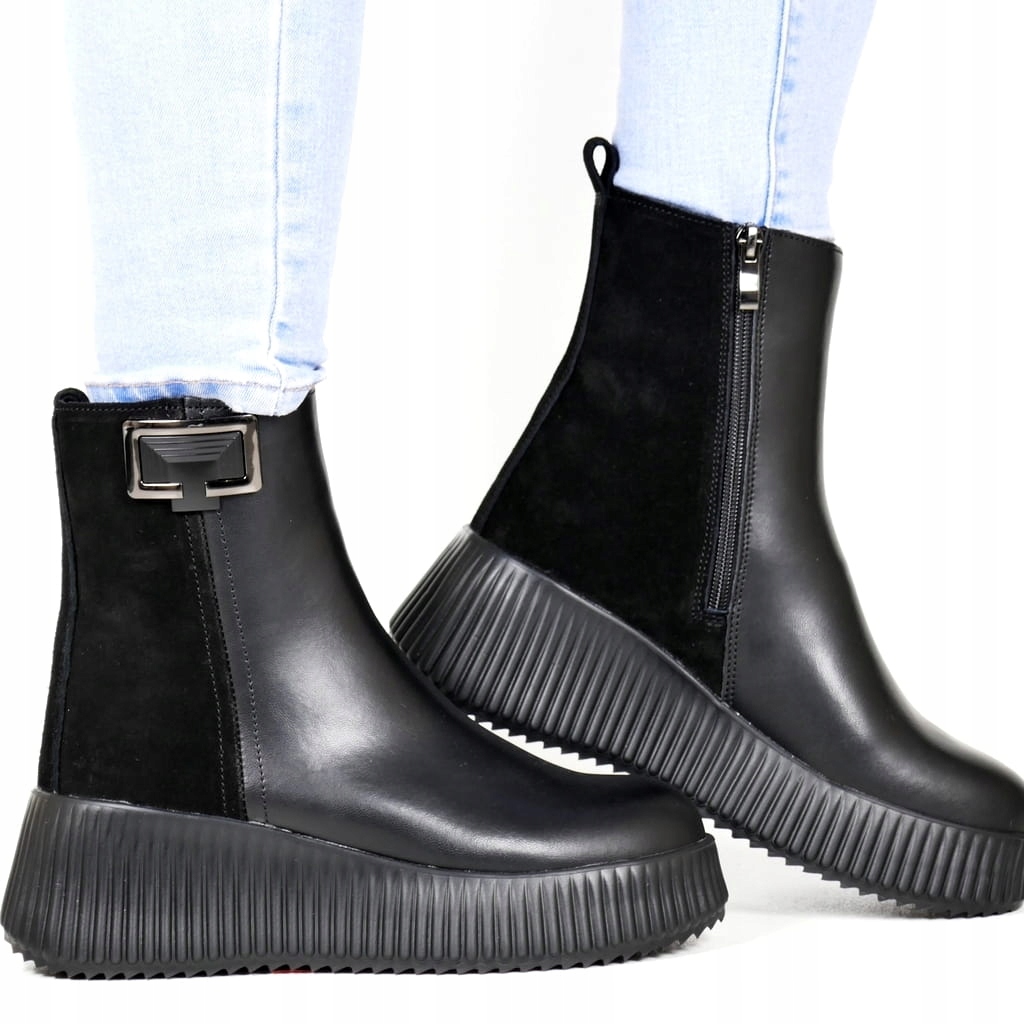 Kotníkové Boty Na Klínku Zimní Boty Stabilní Teplé Kožené Workery Podívejte Se Na Módní