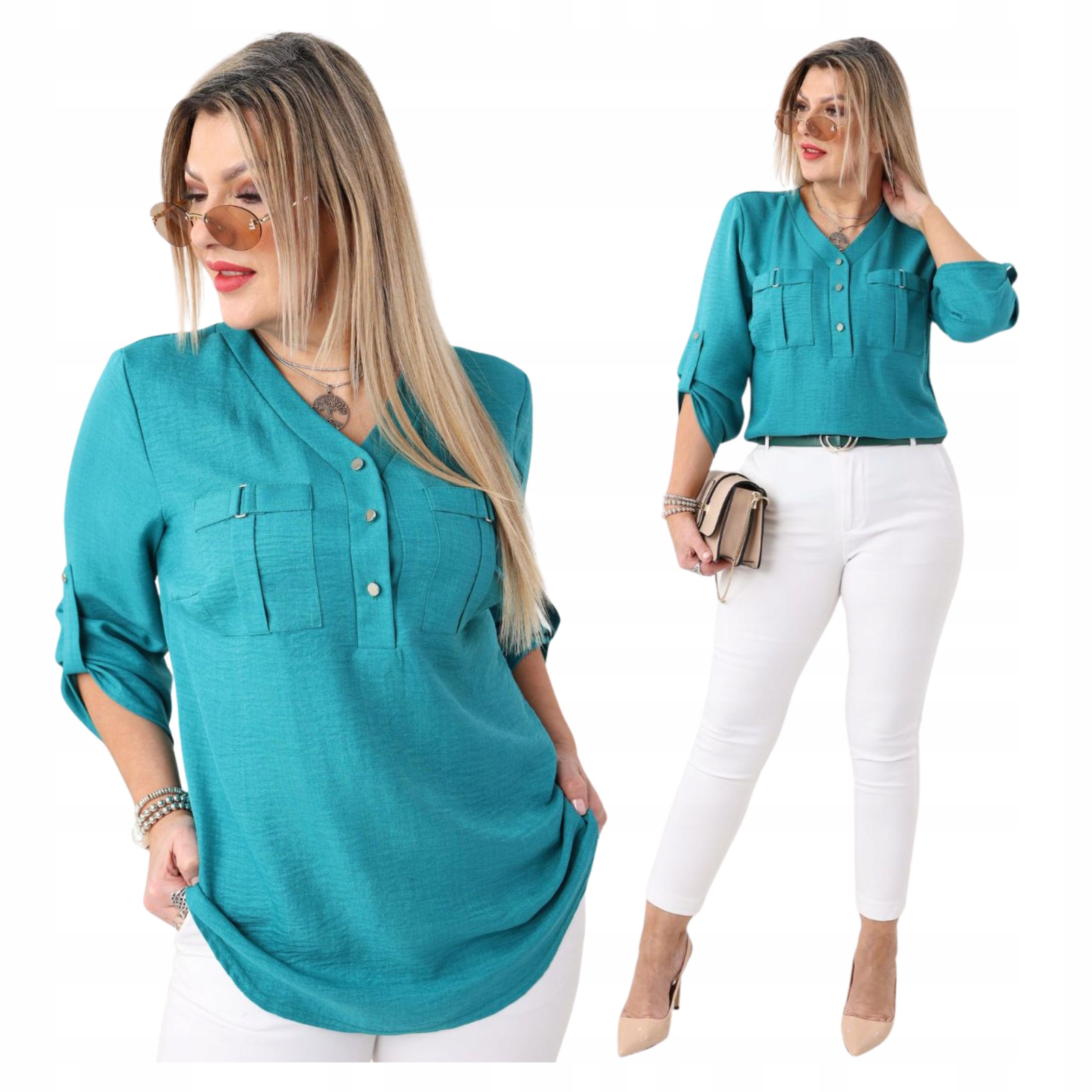 Bluzka Damska Duże Rozmiary Polski Producent Gładka Koszulowa