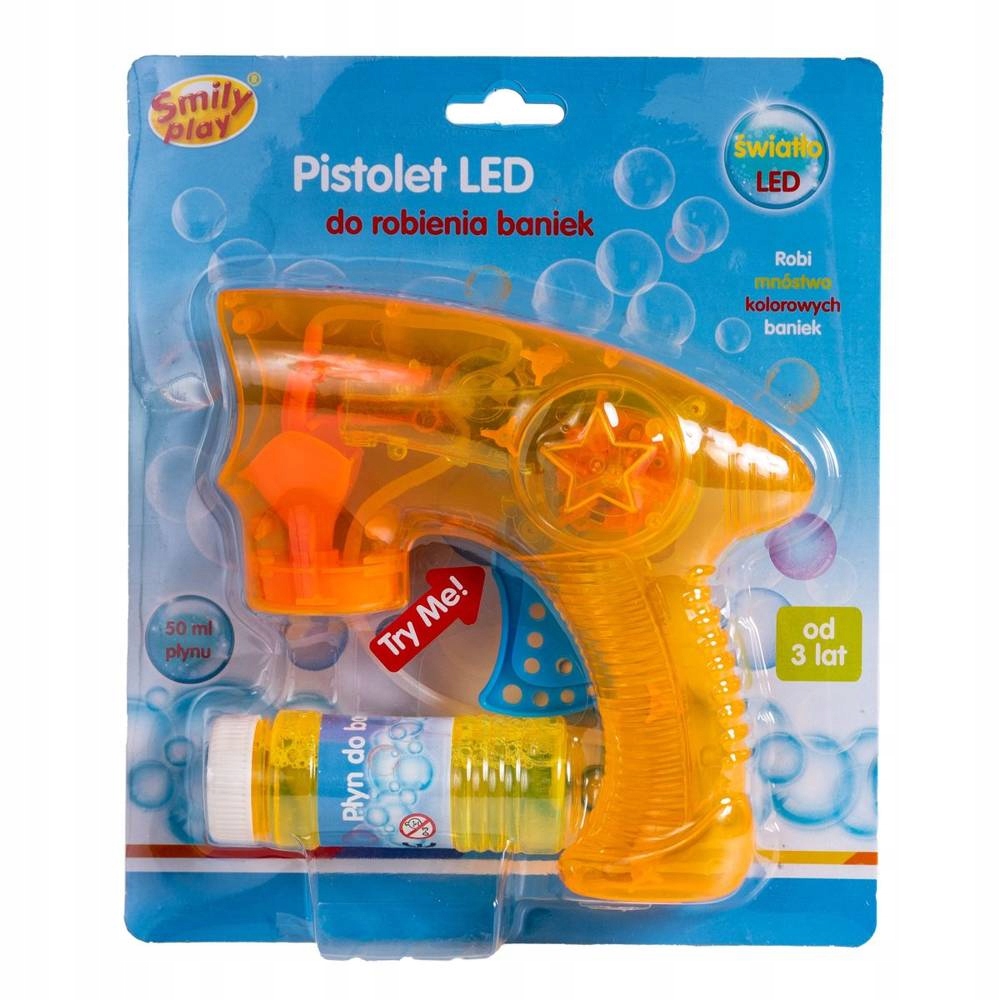 

Pistolet do robienia baniek mydlanych z płynem Led