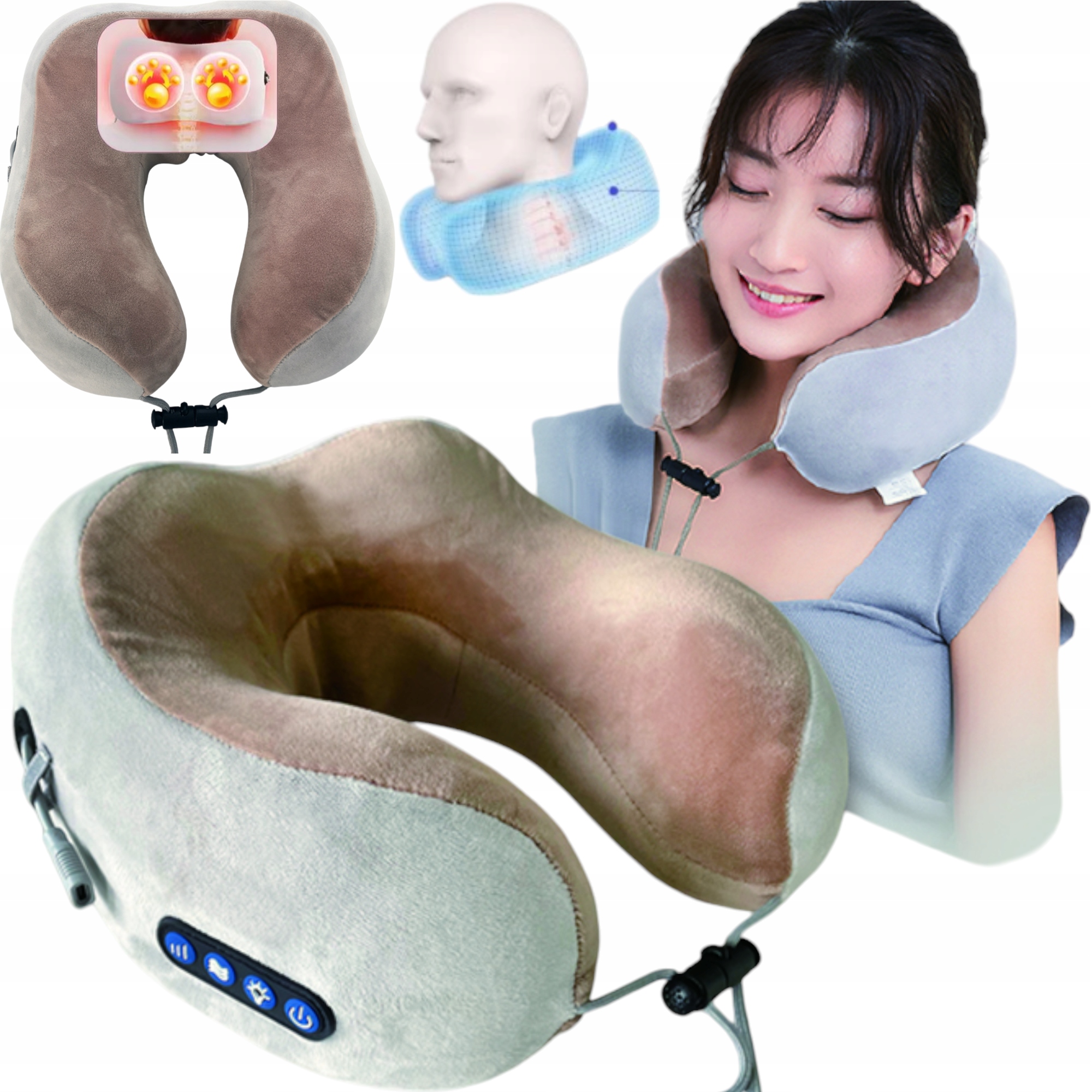 Polštář na krk Masážní Přístroj na krk Rogal do letadla při cestování s opěrkou hlavy