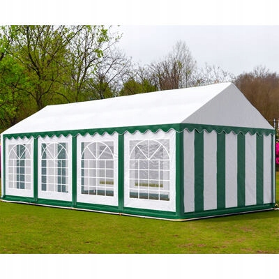 Zahradní Párty stan 6x12m Pvc Premium Ohnivzdorný Zeleno-bílá