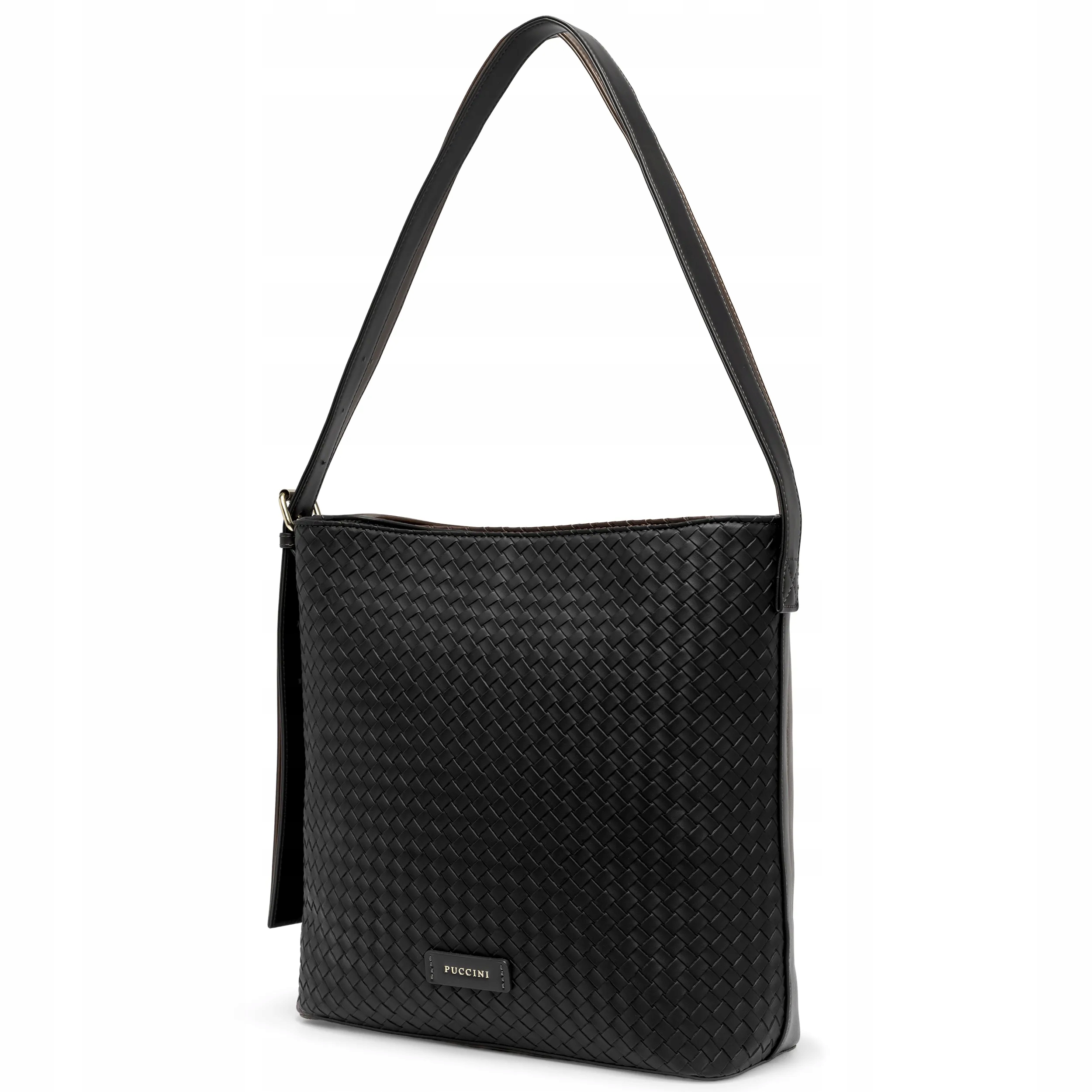 Puccini Torebka Damska Na Ramię Pleciona Ekoskóra Czarna BK2251023D-1