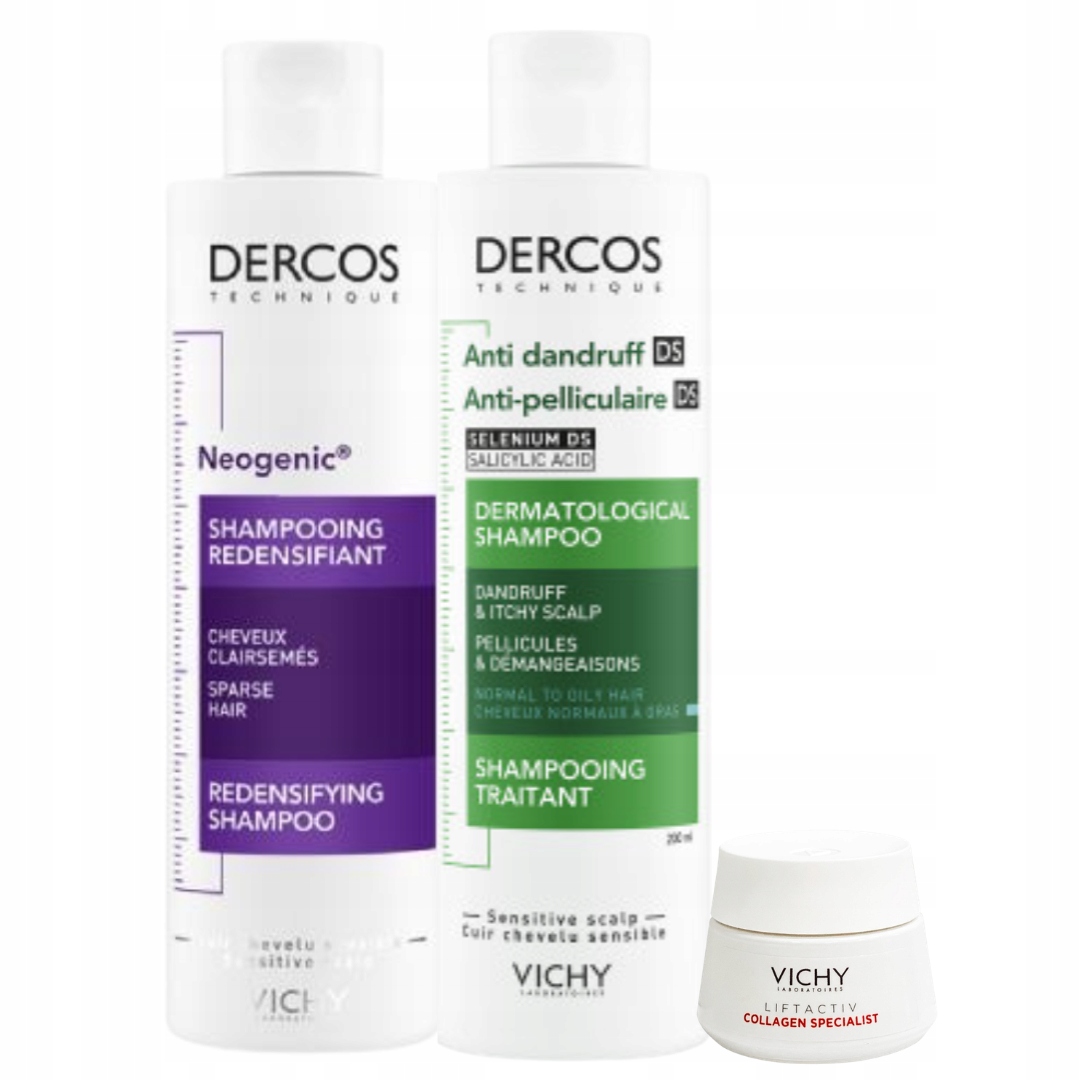 Zestaw Vichy Dercos Neogenic Szampon 200ml Szampon przeciwłupieżowy 200ml