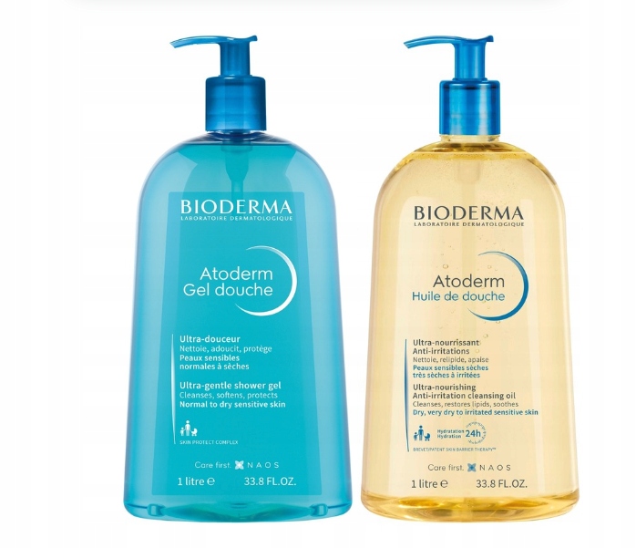 Bioderma Atoderm zestaw żel 1000ml olejek 1000ml