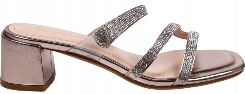 Měděné Nazouváky Na Podpatku, Transparentní Proužky Se Zirkony, Pohodlné New