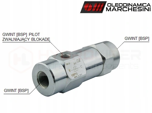 ZAWÓR HYDRAULICZNY ZWROTNY VBPSL 3/4 80L ZAMEK Producent części Oleodinamica Marchesini
