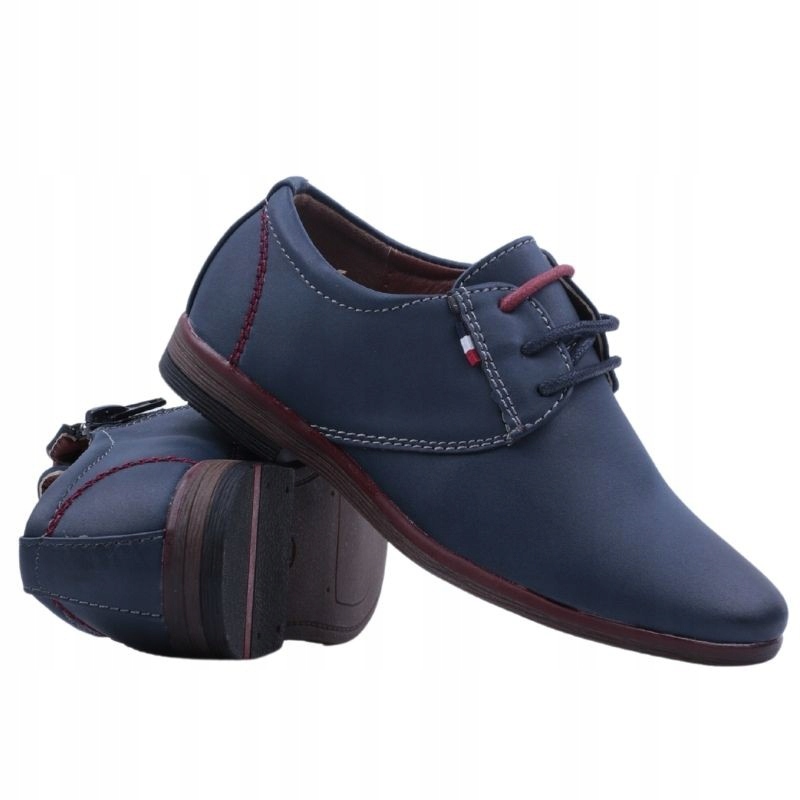 GRANATOWE PÓŁBUTY CHŁOPIĘCE WIZYTOWE ELEGANCKIE SZNUROWANE NA KOMUNIĘ Rozmiar 27