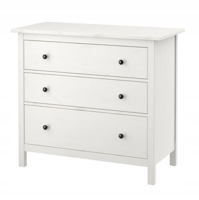 Ikea Hemnes Komoda, 3 szuflady, biała bejca, 108x96 cm