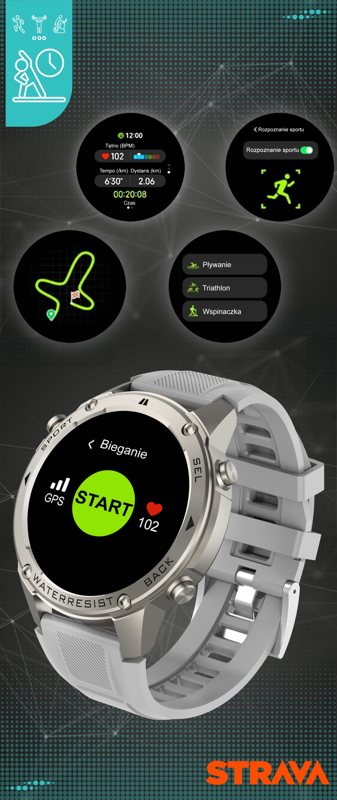 SMARTWATCH MĘSKI GPS ZEGAREK AMOLED MENU POLSKIE WODOODPORNY SPORT ROZMOWY Kod producenta SMARTWATCH MĘSKI AMOLED SPORT GPS L1/L5 IP69K