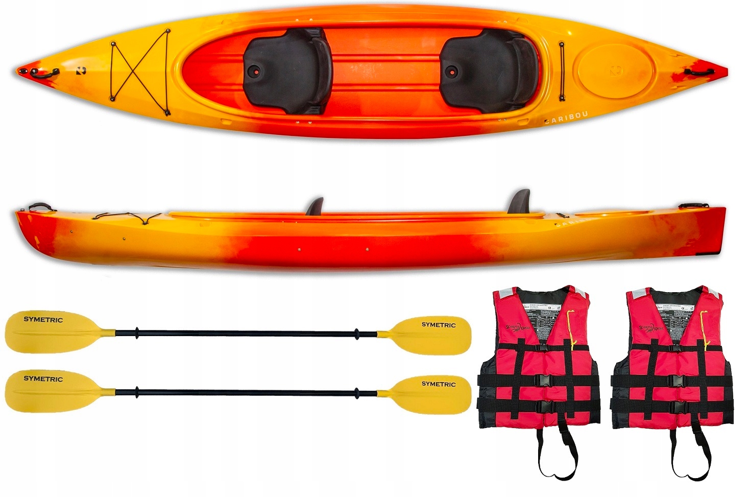Dwuosobowy Kajak Turystyczny Caribou Stabilny Rodzinny Dwójka Zestaw
