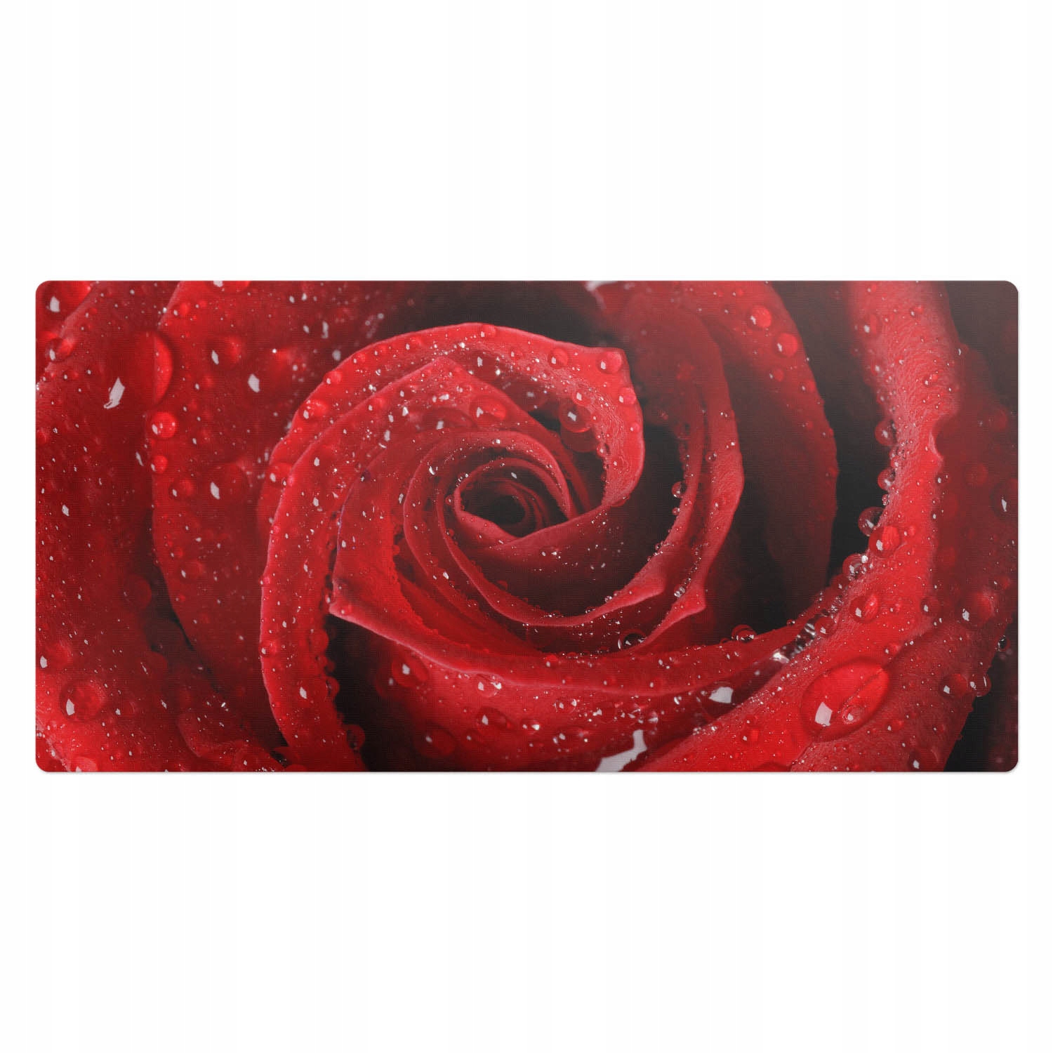 Herní podložka se vzorem na psací stůl Květ růže s kapkami deště 100 x 50 cm