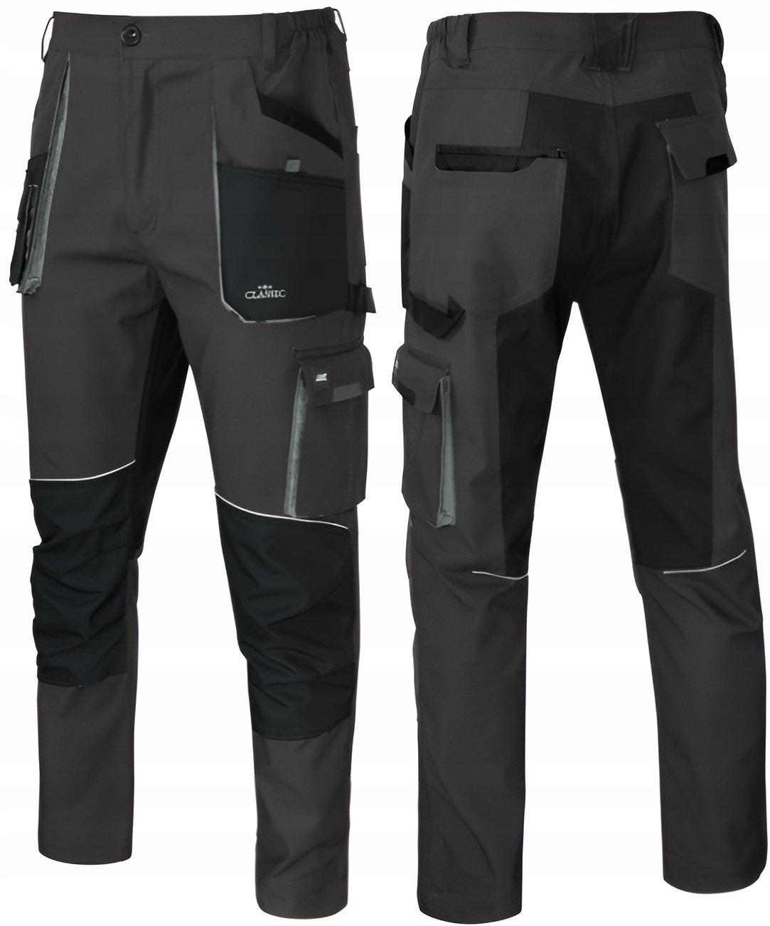 Spodnie Robocze monterskie Do Pasa bojówki mocne szwy odblask
