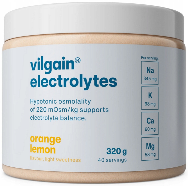 Elektrolyty Pomeranč & Citron Bez Stevie 320 g Vilgain prášek