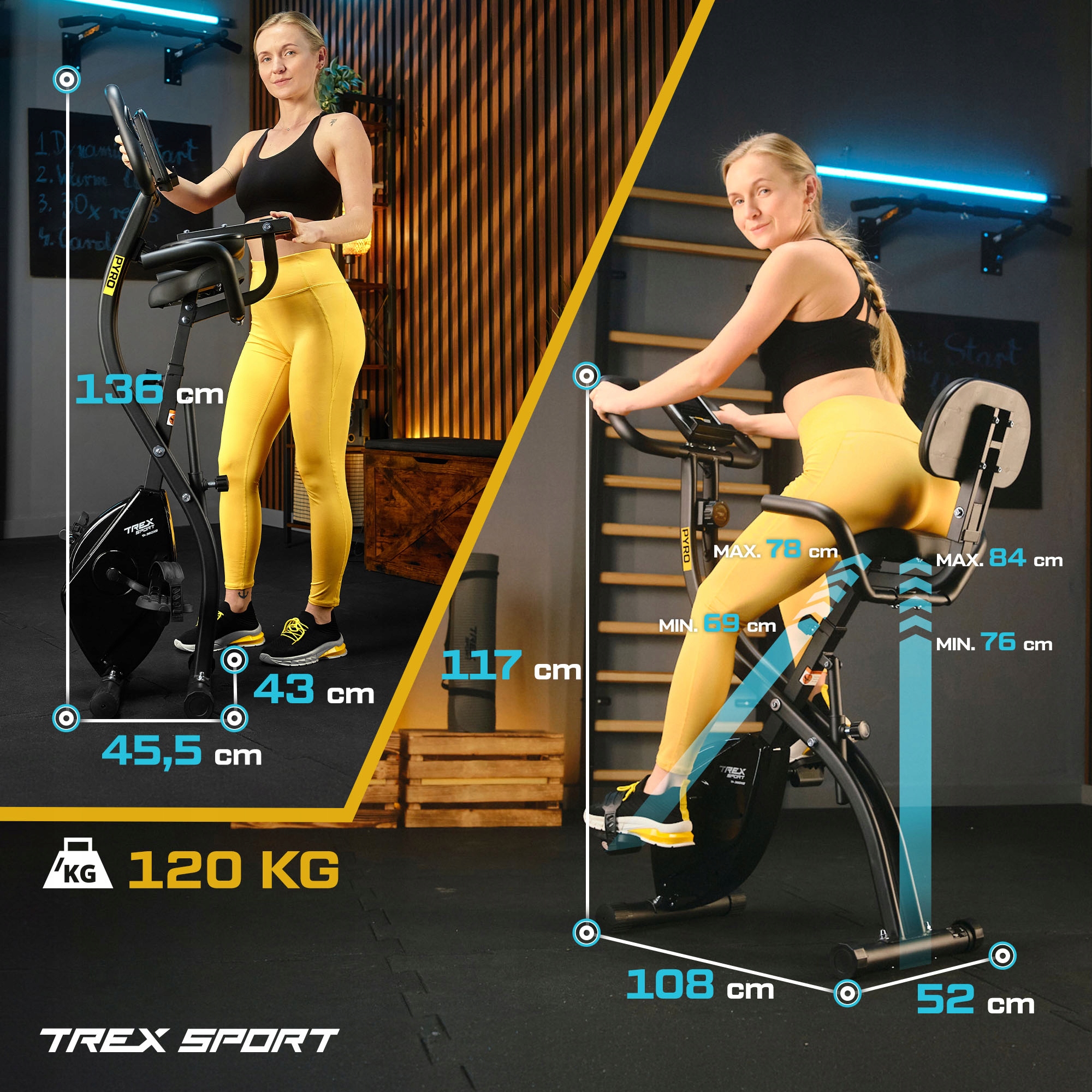 Rowerek treningowy magnetyczny składany rower do ćwiczeń 120kg Trex Sport Rodzaj magnetyczny