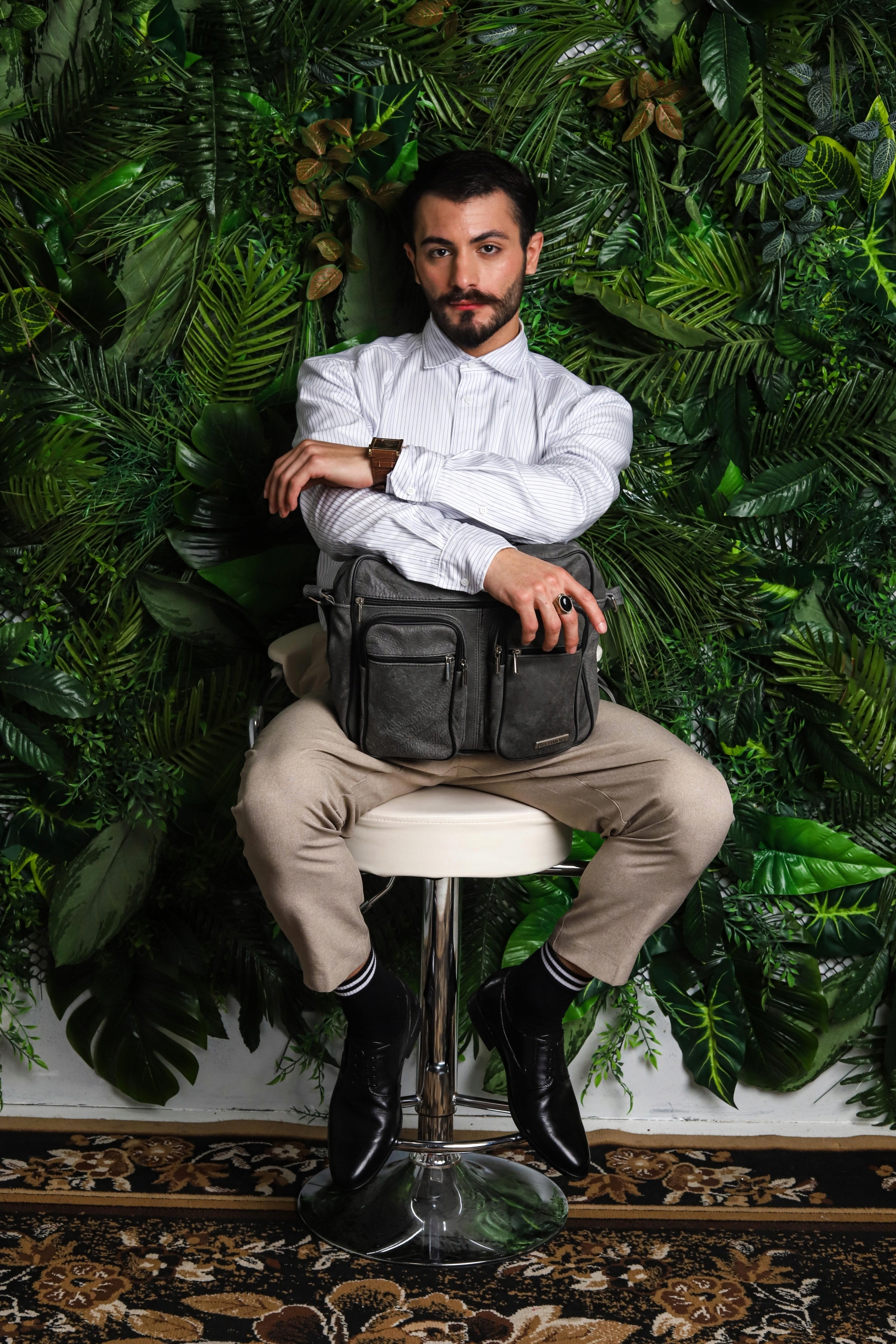 duża A4 SKÓRZANA TORBA męska do pracy SKÓRA G69 Wzór dominujący bez wzoru