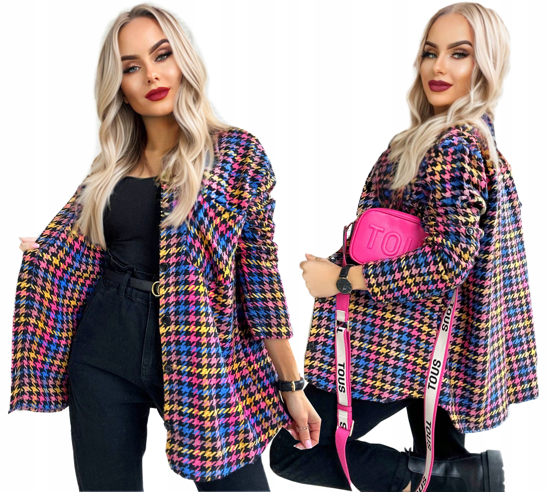 KOSZULA FLANELOWA DAMSKA w kratę luźna zapinana na guziki