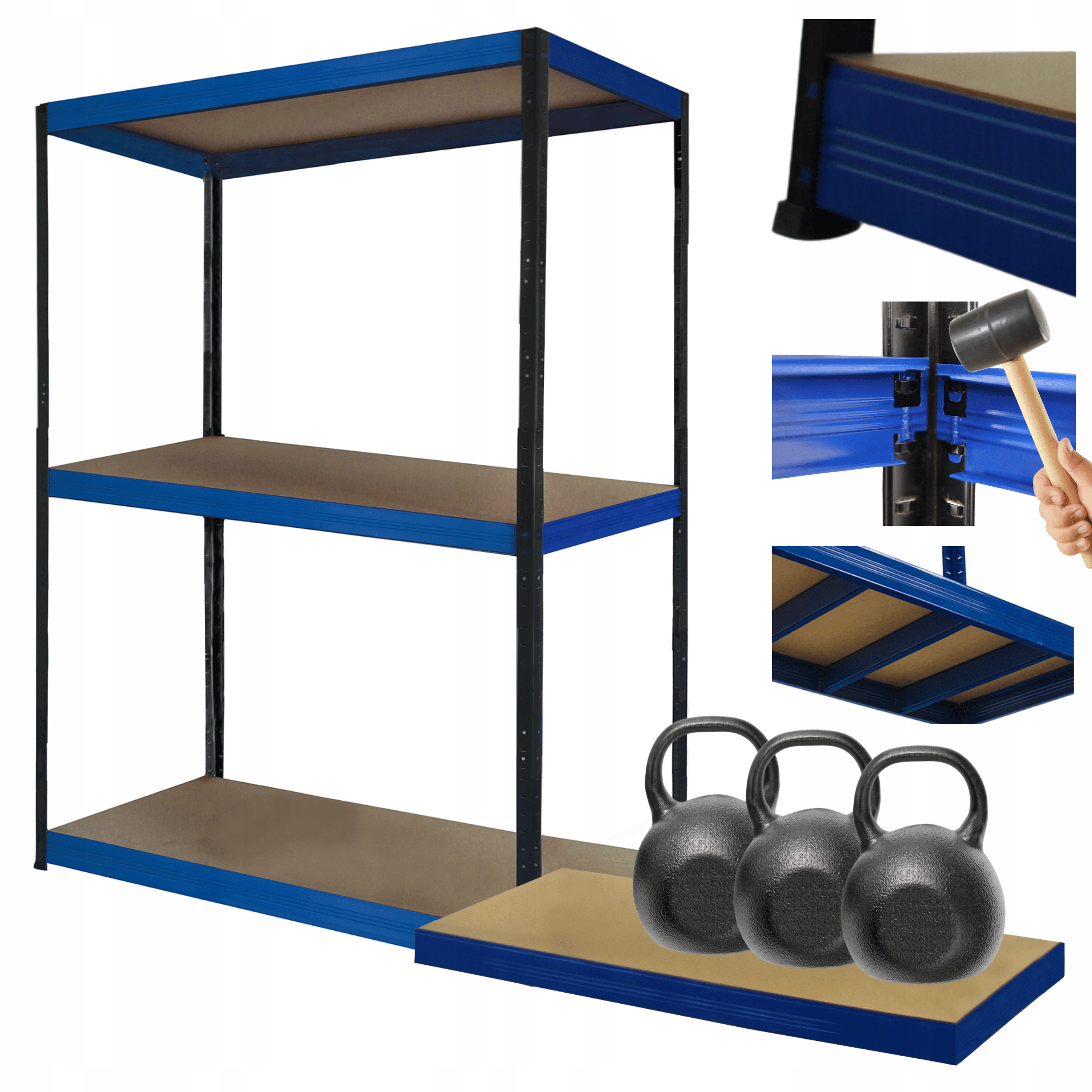 Skladovací regál garážový kovový stojan Helios 106x90x45 cm 3Px350 kg