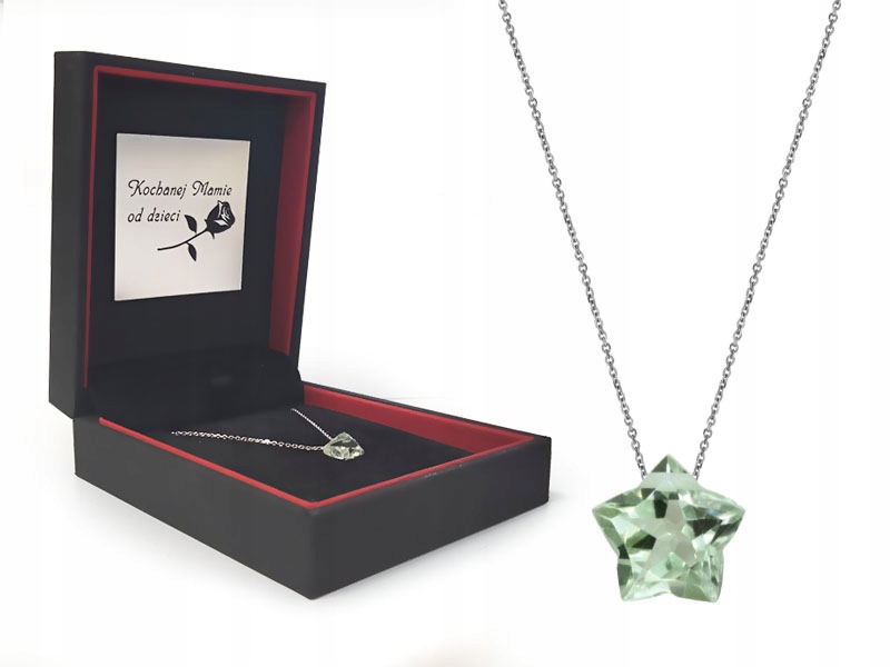 

Srebrny naszyjnik 925 Gwiazdka kamień Prasiolit