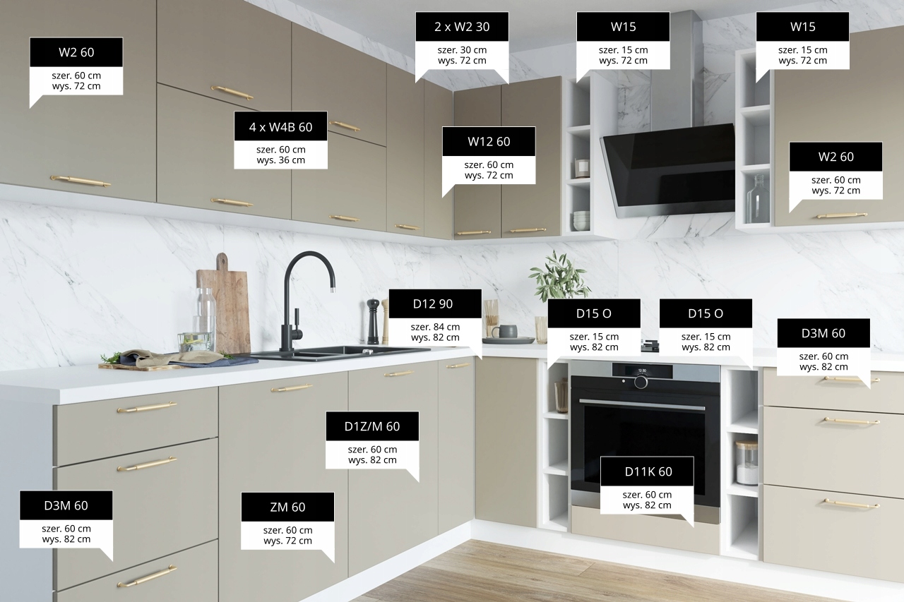 Kuchnia VELVET - Meble Kuchenne Akrylowe MAT Marka Kosbel