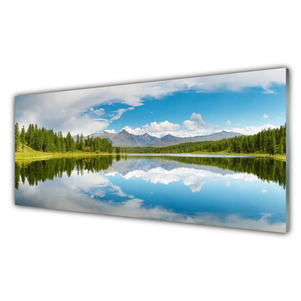 

Fotoobraz akryl 125x50 Las Jezioro Góry Krajobraz