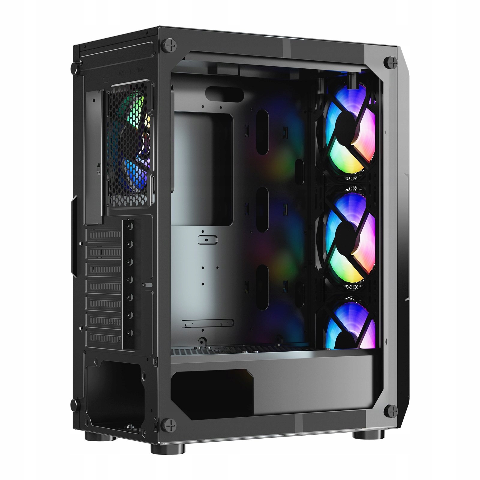 Počítačová Skříň Pc gaming Atx mid tower Argb tvrzené sklo s vysokým průtokem vzduchu