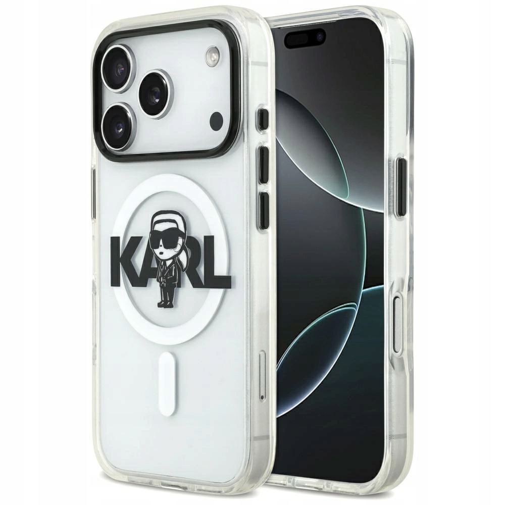 Pouzdro Karl Lagerfeld IML Karl Sketch Logo MagSafe pro iPhone 17 Pro průhledné