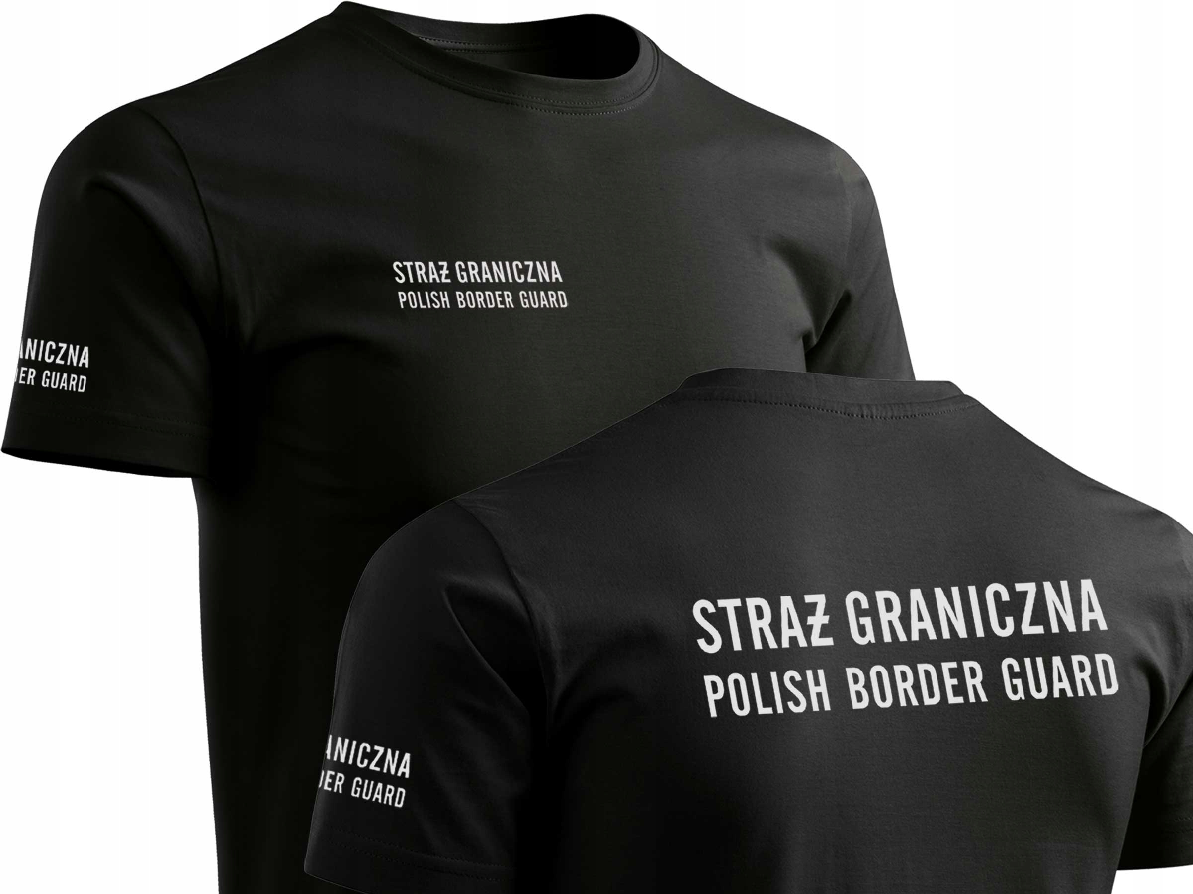 

Czarna Koszulka Odblask Nadruk Straż Graniczna