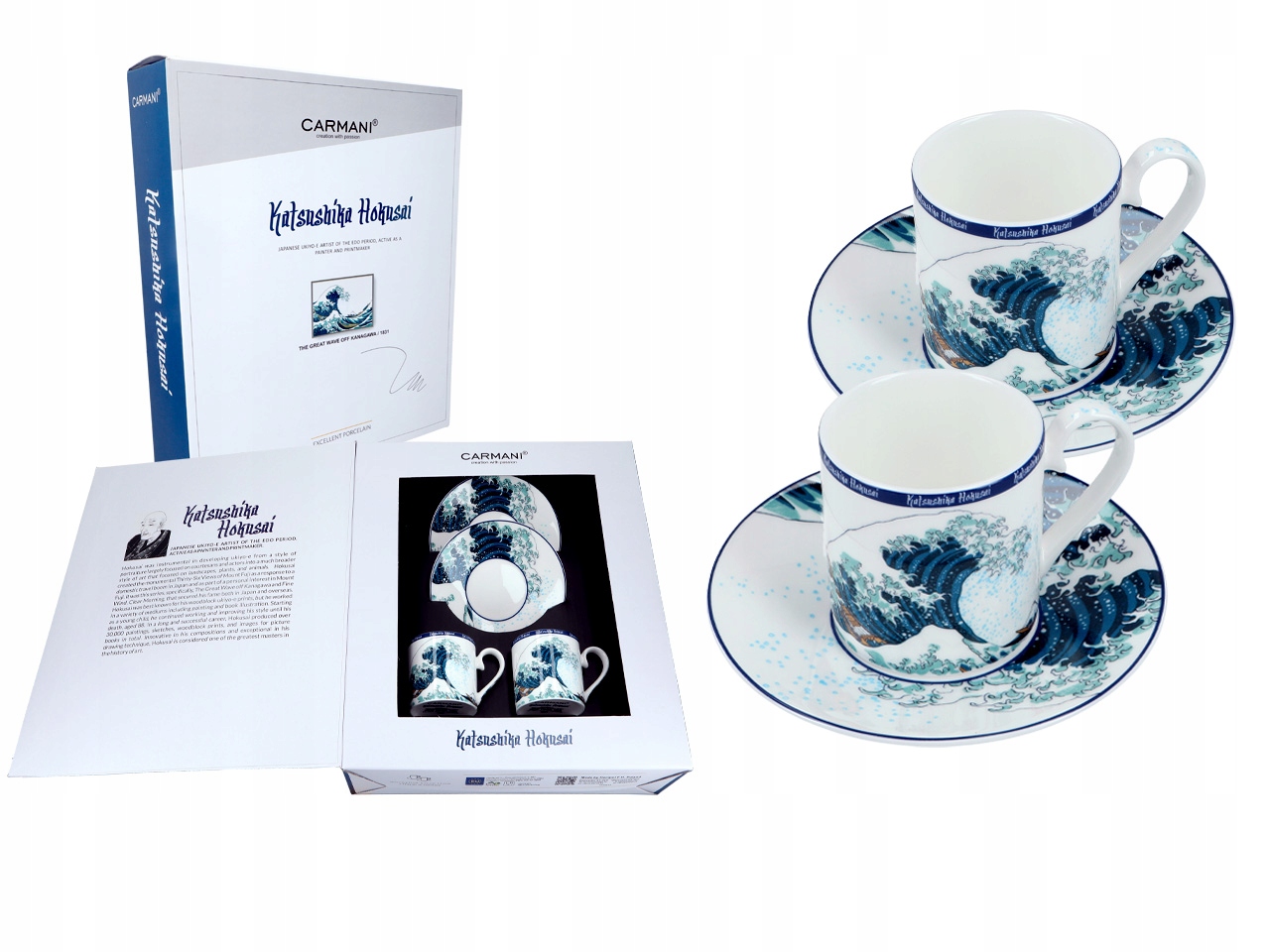 Sada 2 Šálok Espressa Hokusai Veľká Vlna V Kanagách Darček