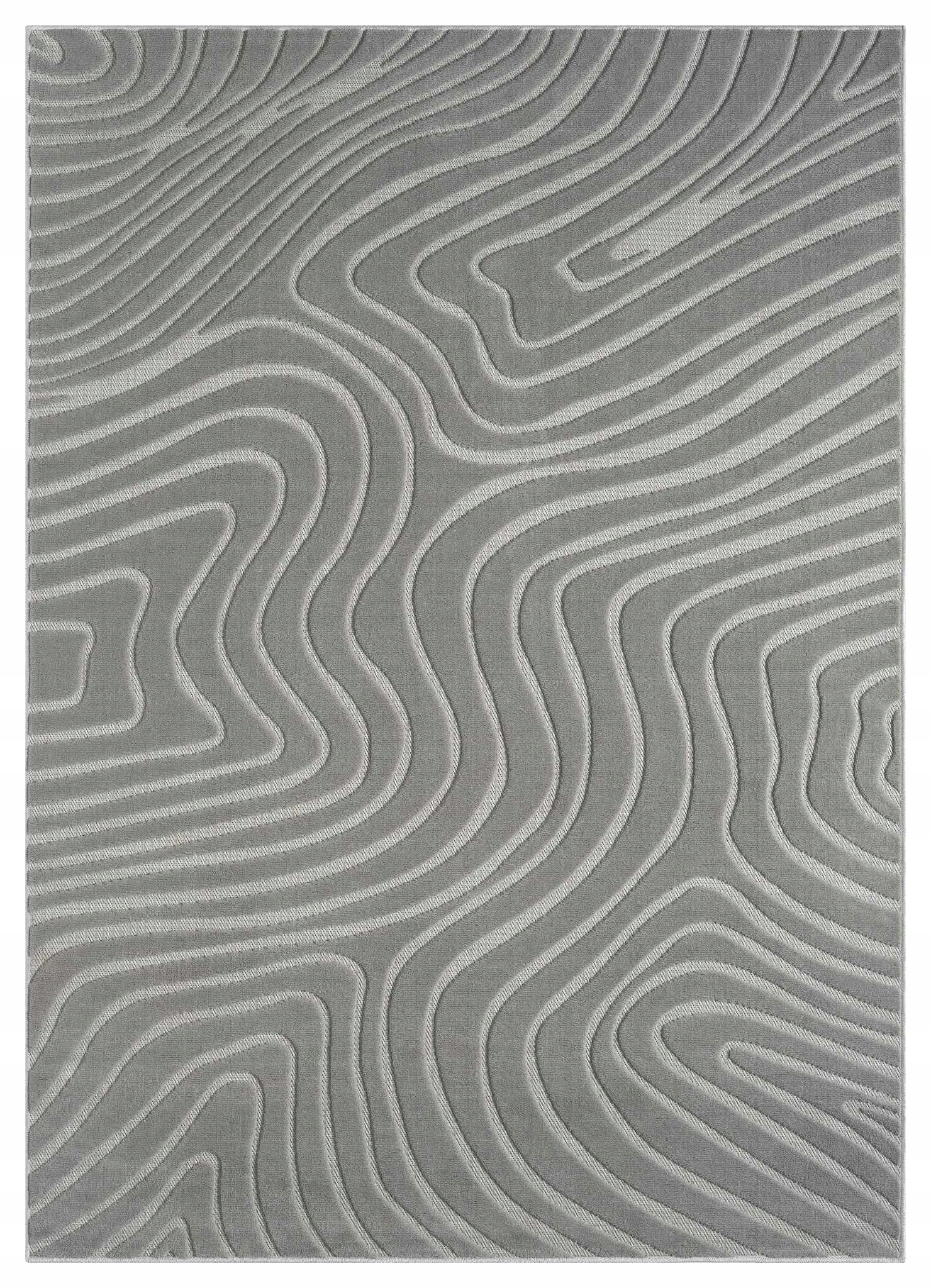 Koberec do obývačky 133 x 190 cm, mäkký vlas, sivý, moderný vyrezávaný 3D vzor