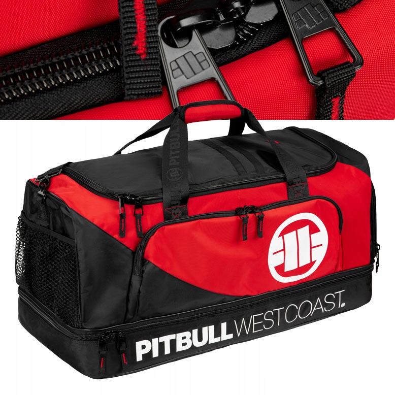 Torba sportowa Pitbull 100 l czerwona 2 komory 3 kieszenie regulowany pas