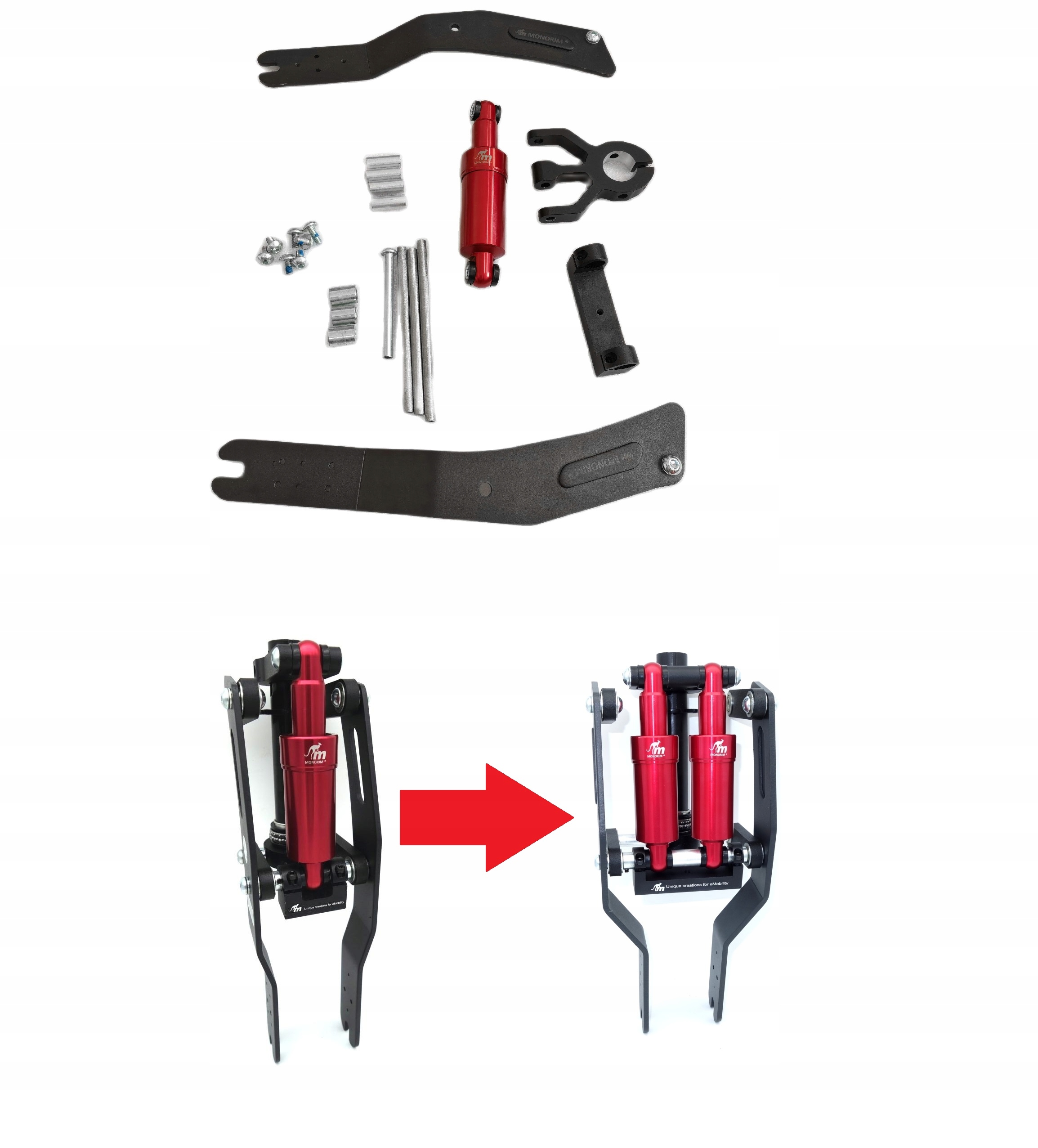 Převod podvozku Monorim M0 na DM0 v M365/PRO