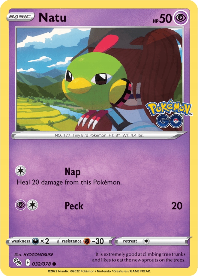 Oryginalna Karta Pokemon Natu (pgo 032)