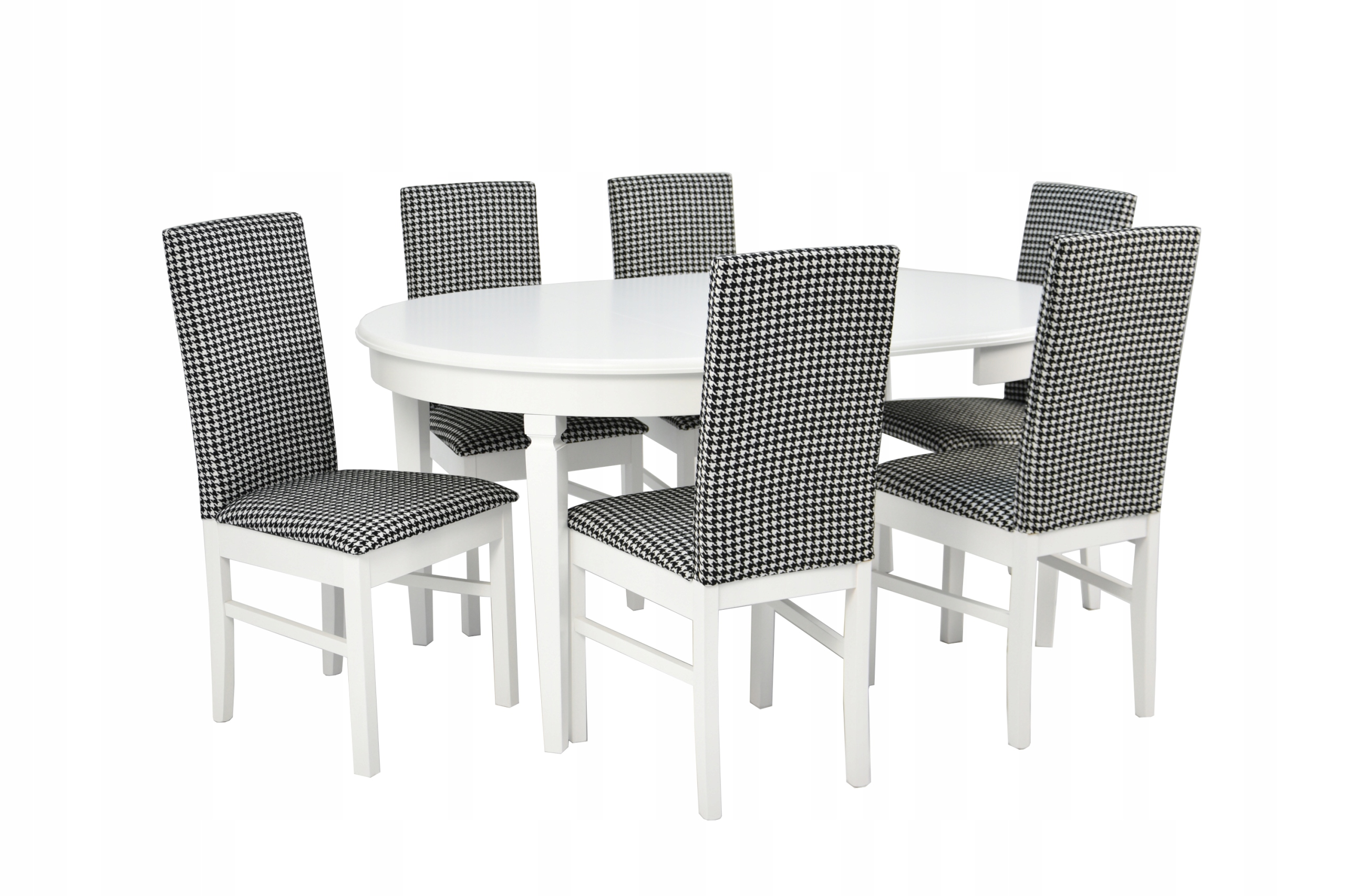 Zestaw 6 krzeseł i okrągły stół 110/210cm