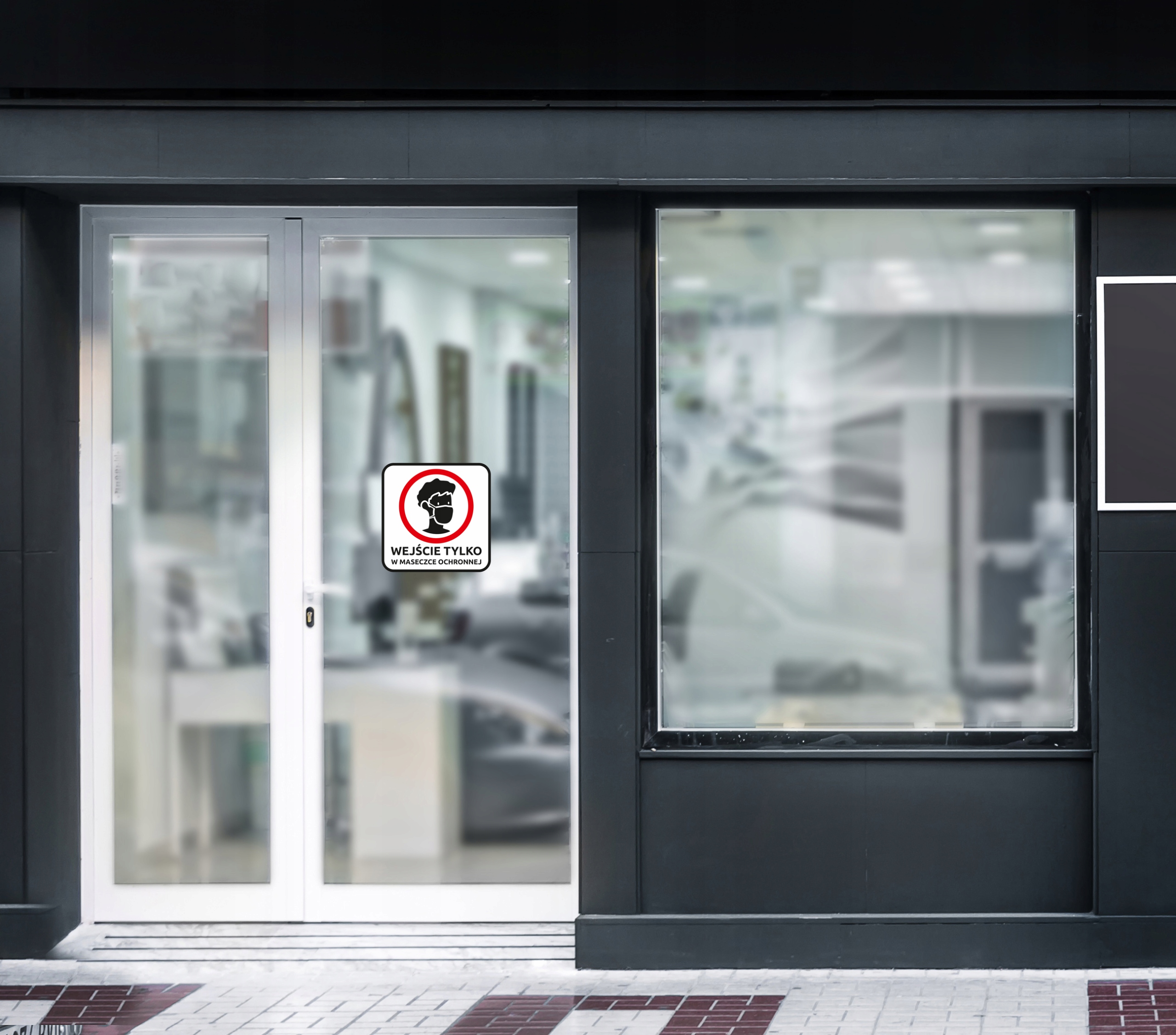 NAKLEJKA NA SZYBĘ 20 cm WEJŚCIE TYLKO W MASECZCE Kod producenta alejestudio_bhp