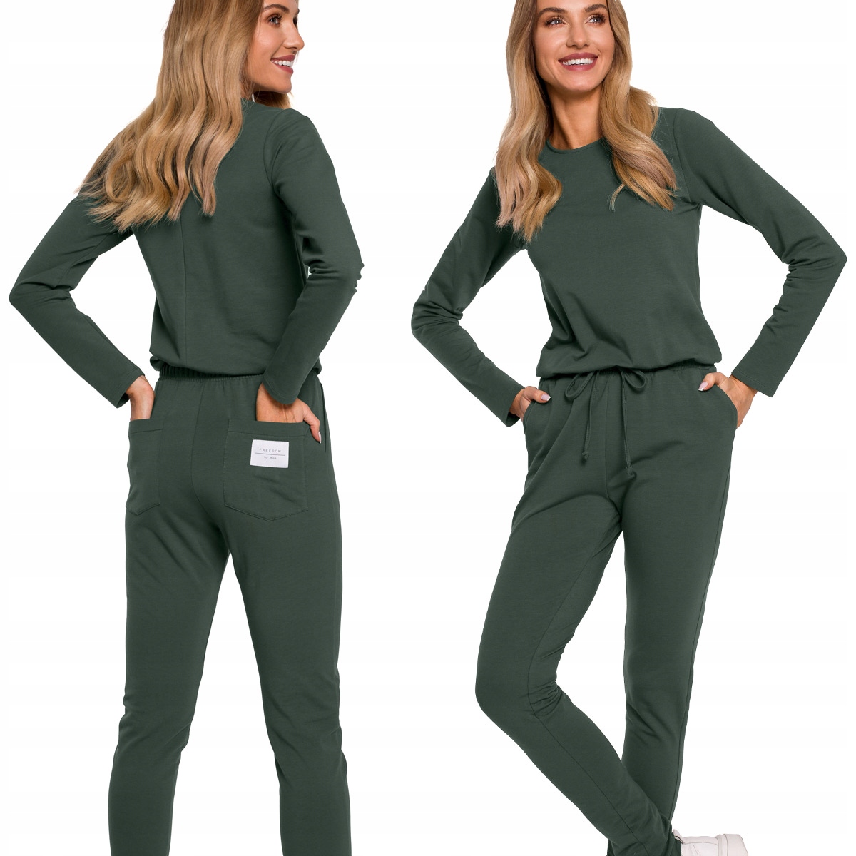 DRES KOMBINEZON CASUAL DAMSKI KOMBINEZON KOBIECY WYGODNY FASON ZIELONY 38 M