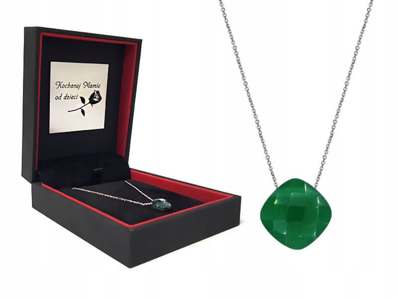 

Srebrny naszyjnik 925 kamień Chalcedon poduszka