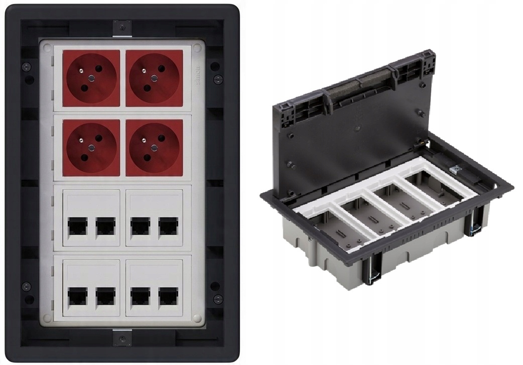 Puszka podłogowa Floorbox 8-modułowa Usb Vga RJ-45 Simon Connect regulowana