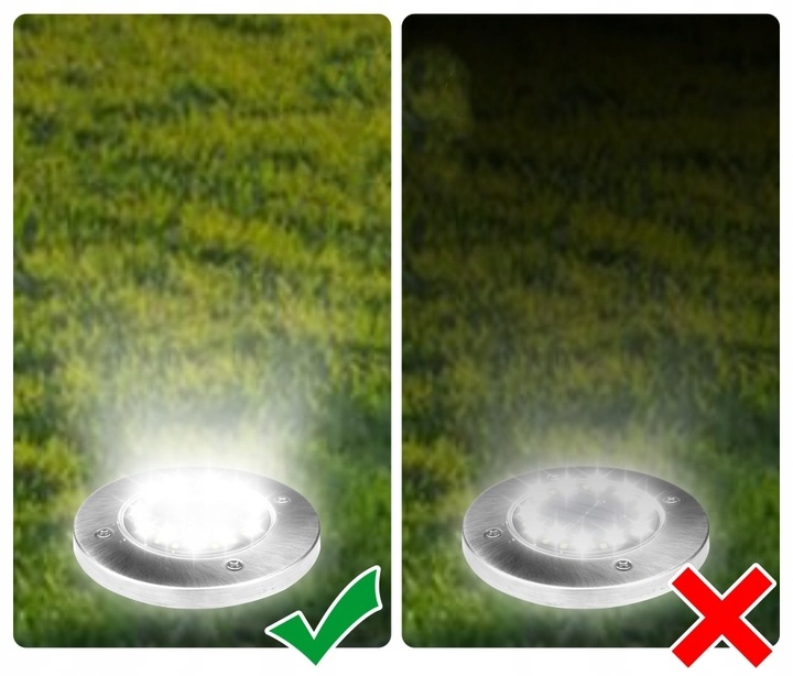 LAMPA SOLARNA OGRODOWA LAMPKI LED GRUNTOWE DYSK CZUJNIK ZMIERZCHU 4 X DYSK Kolor dominujący srebrny