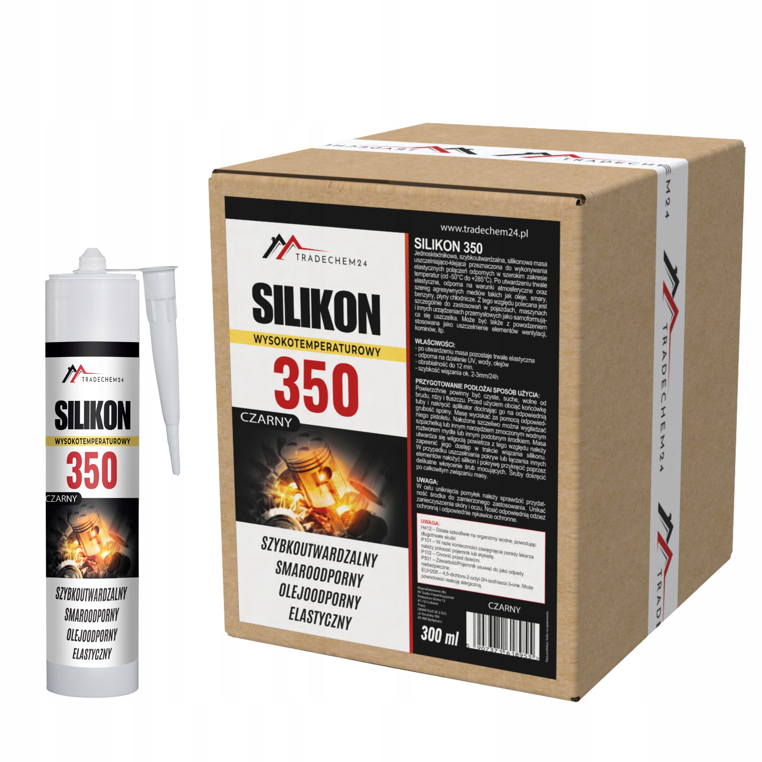 12x Silikon Pro Vysokoteplotní Motor Černý 300 ML Odolný Proti Mazaní