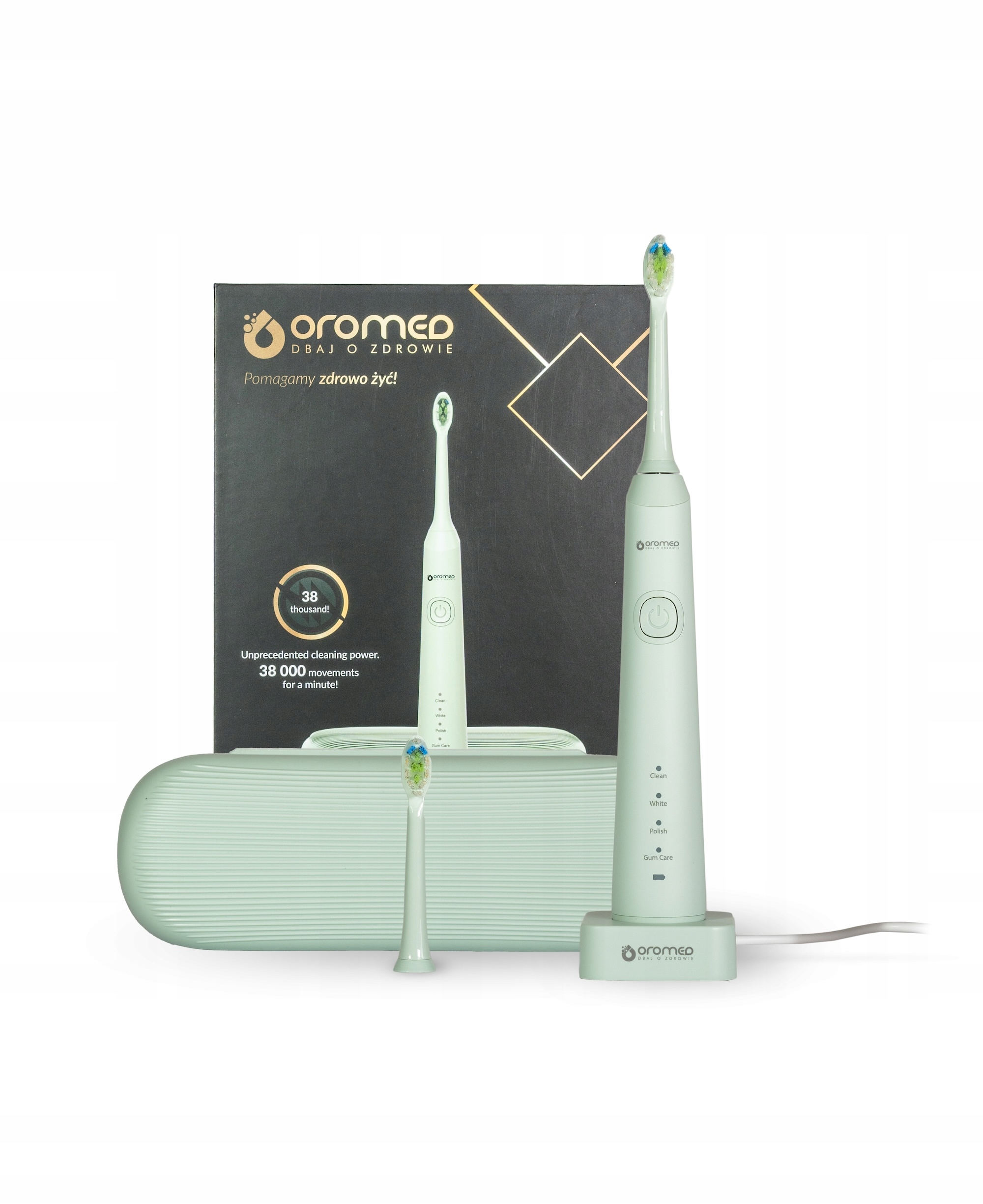 Professional Szczoteczka Soniczna Do Zębów Oro-Sonic zielona IPX7 indukcja