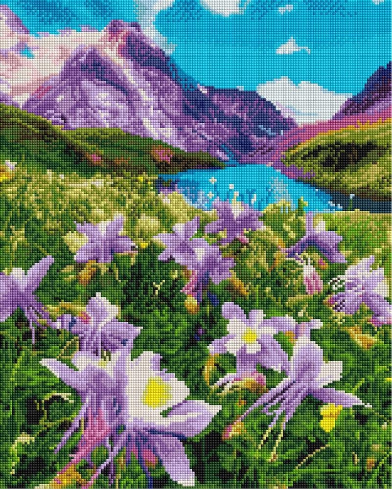 Diamantová mozaika Horské květiny 40x50cm