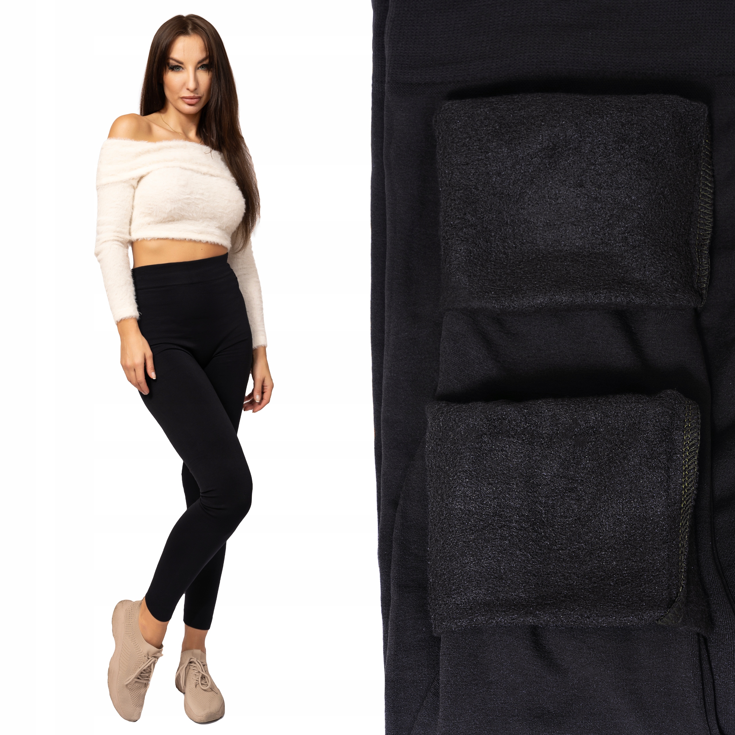 Černé Legíny Legíny zateplené fleecem termo zimní pohodlné kalhoty
