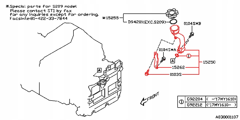 SUBARU WLEW RURKA OLEJU SILNIKA DOHC XT GT WRX STi Typ samochodu Samochody osobowe