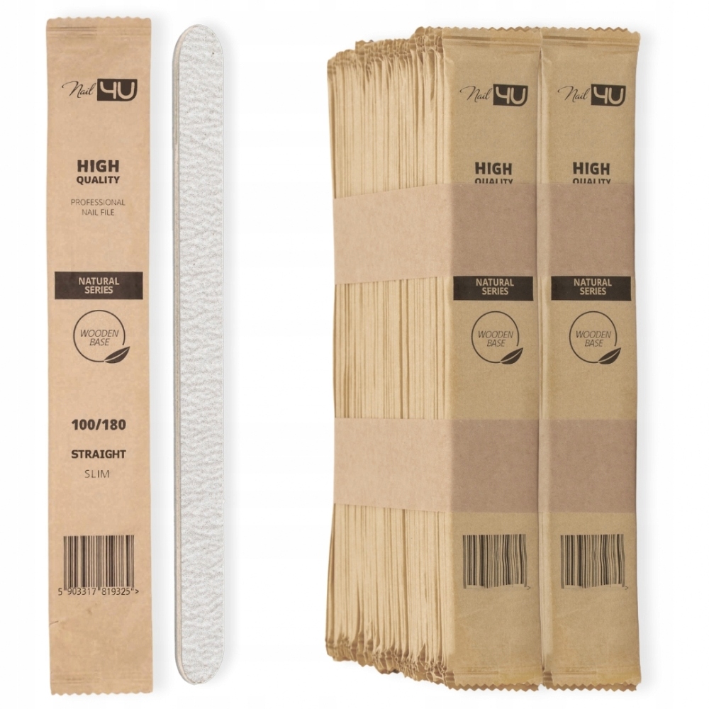 Na Jedno Použití Pilníky Na Nehty Slim Natural 100/180 100 Ks pro manikúru